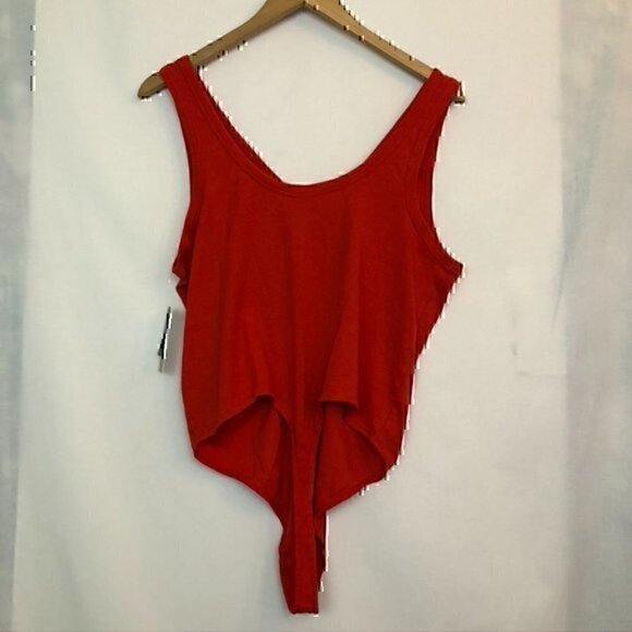 NEW BP NORDSTROM Plus Size Henley Tank Bodysuit Red Ribbed Sleeveless Cotton 1X - Picture 10 of 10